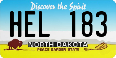 ND license plate HEL183