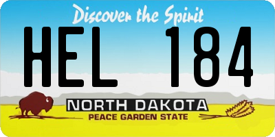 ND license plate HEL184