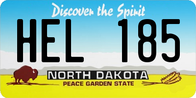 ND license plate HEL185