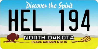 ND license plate HEL194