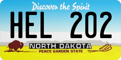 ND license plate HEL202