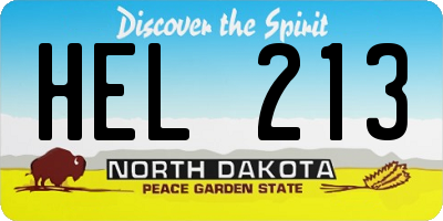 ND license plate HEL213