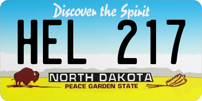 ND license plate HEL217