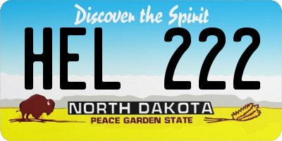 ND license plate HEL222
