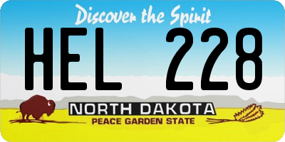 ND license plate HEL228