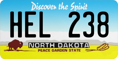 ND license plate HEL238