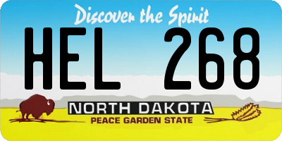 ND license plate HEL268