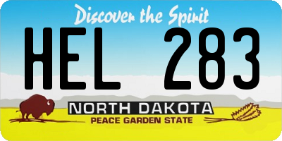 ND license plate HEL283