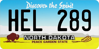 ND license plate HEL289