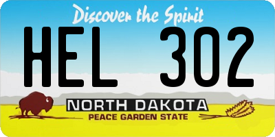 ND license plate HEL302