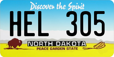 ND license plate HEL305
