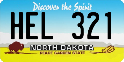ND license plate HEL321