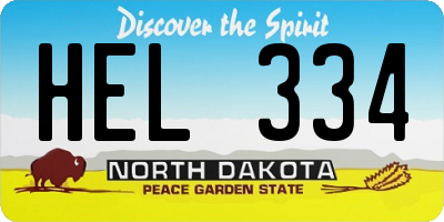 ND license plate HEL334