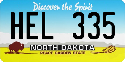 ND license plate HEL335
