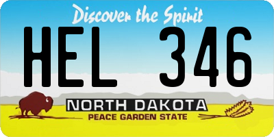 ND license plate HEL346
