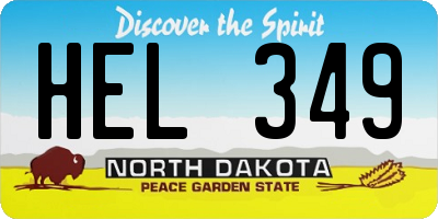 ND license plate HEL349