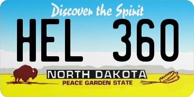 ND license plate HEL360