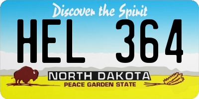 ND license plate HEL364