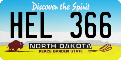 ND license plate HEL366