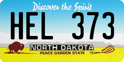 ND license plate HEL373