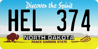 ND license plate HEL374
