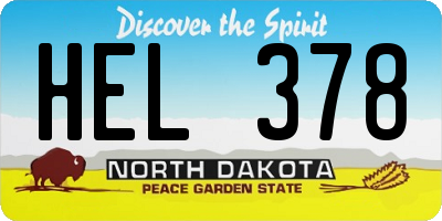 ND license plate HEL378