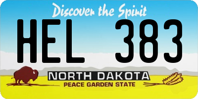 ND license plate HEL383