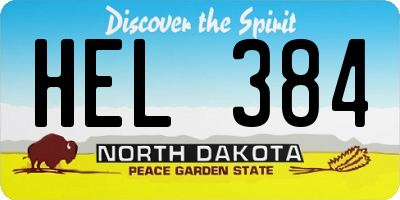 ND license plate HEL384