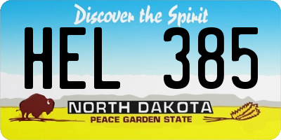 ND license plate HEL385