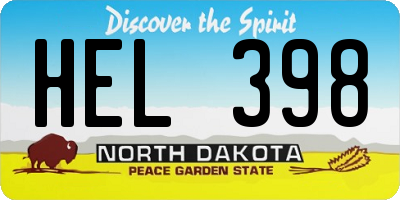 ND license plate HEL398