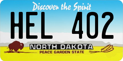 ND license plate HEL402