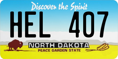 ND license plate HEL407