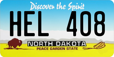 ND license plate HEL408