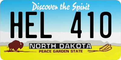 ND license plate HEL410