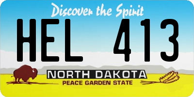 ND license plate HEL413