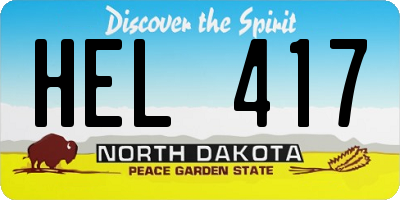 ND license plate HEL417