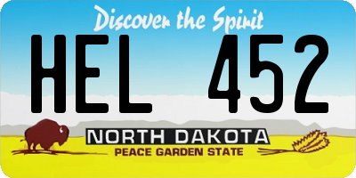 ND license plate HEL452