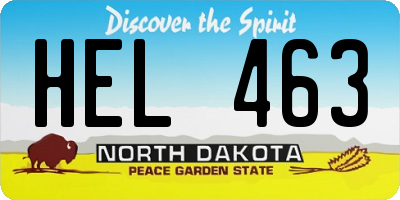 ND license plate HEL463
