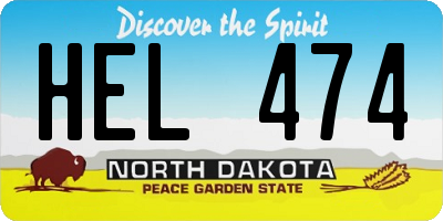 ND license plate HEL474
