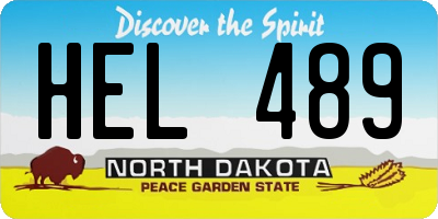 ND license plate HEL489