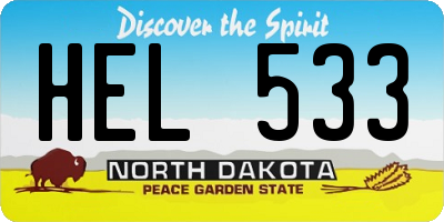 ND license plate HEL533