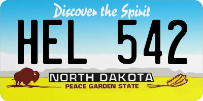 ND license plate HEL542