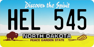 ND license plate HEL545