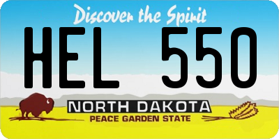 ND license plate HEL550
