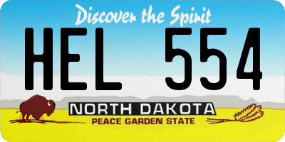 ND license plate HEL554