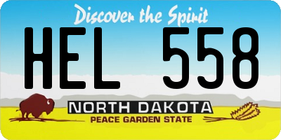 ND license plate HEL558