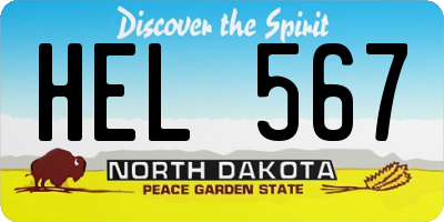 ND license plate HEL567