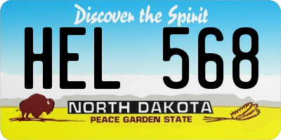 ND license plate HEL568