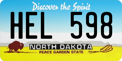 ND license plate HEL598