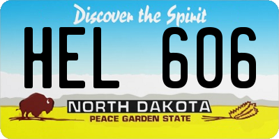 ND license plate HEL606